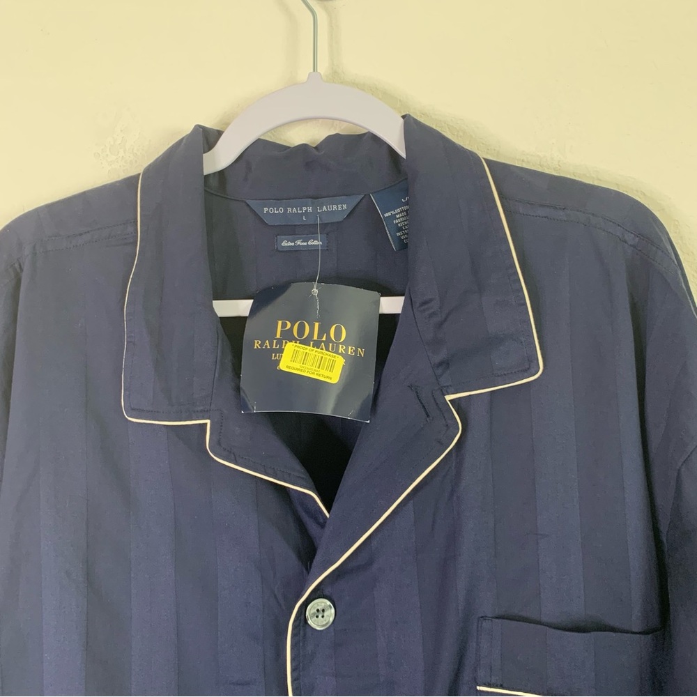 Polo Ralph Lauren Mens blue crest button down long sleeve pajama shirt L NWT - Picture 6 of 10